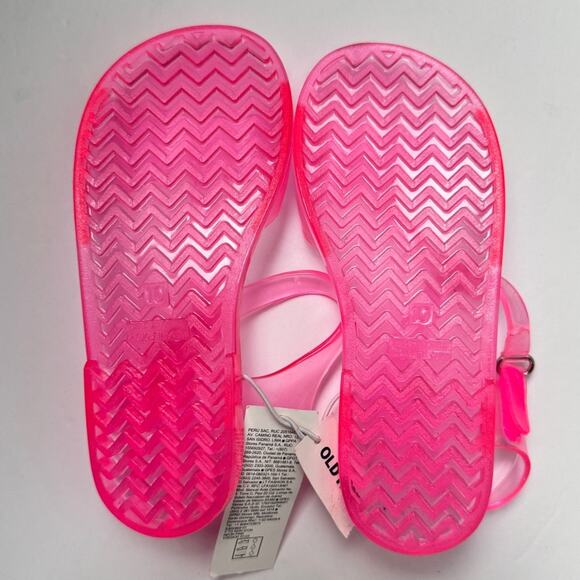 Old Navy Girl's Jelly Neon Pink Ankle Strap Flat Summer Sandals  Sz 10  NWT - Picture 6 of 8